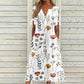 ☀️👗Top Pick - Casual Floral Midi Dress with V-Neck – Soft Drape & Romantic Print
