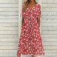 ☀️👗Top Pick - Casual Floral Midi Dress with V-Neck – Soft Drape & Romantic Print