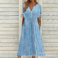 ☀️👗Top Pick - Casual Floral Midi Dress with V-Neck – Soft Drape & Romantic Print