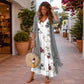 Trending Now⭐👗 Floral Maxi Dress & Cardigan Set – Lace Patchwork & Flowing Skirt for Effortless Elegance ✨