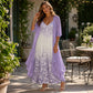 Trending Now⭐👗 Floral Maxi Dress & Cardigan Set – Lace Patchwork & Flowing Skirt for Effortless Elegance ✨