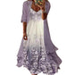 Trending Now⭐👗 Floral Maxi Dress & Cardigan Set – Lace Patchwork & Flowing Skirt for Effortless Elegance ✨