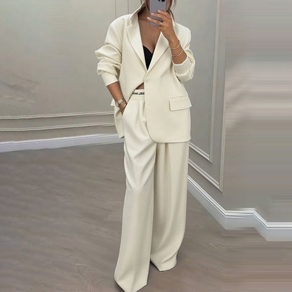 ✨🛍️Fresh Drop - Blazer & Wide-Leg Pant Suit – Clean Lines & Breezy Comfort for Confident All-Day Wear