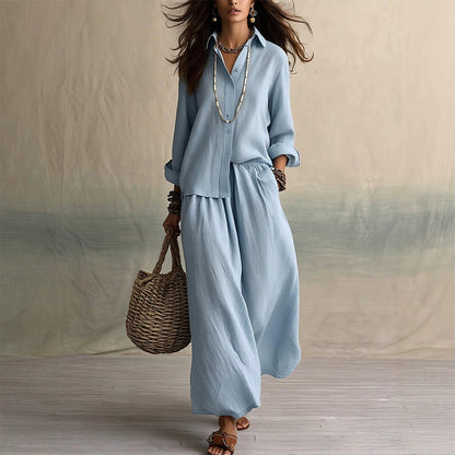 ✨🛍️Fresh Drop - 2-Piece Shirt & Wide-Leg Set – Clean Lines & Breezy Comfort for Confident All-Day Wear