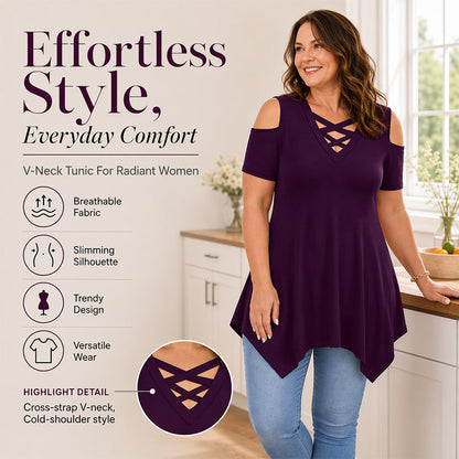 👚Top Pick - Criss Cross Cold-Shoulder Blouse – Flowy & Flattering for Beach Days or Evening Outings 🌿