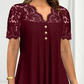 Women's Lace V-Neck Short Sleeve Top