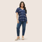 Must-Have🔥👚🌟 Striped Short Sleeve Top for Curvy Women