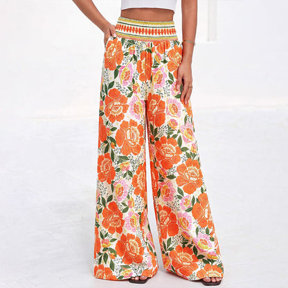 Trending Now⭐👖🌸 Floral Print High-Waist Wide-Leg Pants – Flowing Silhouette for Effortless Boho Style