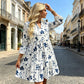 ✨🛍️Fresh Drop - V-Neck Floral Dress with Flowing Hem – Lightweight & Versatile for Garden Parties or Brunch