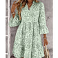 ✨🛍️Fresh Drop - V-Neck Floral Dress with Flowing Hem – Lightweight & Versatile for Garden Parties or Brunch