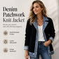 Seasonal Style🛍️Women’s Elegant Denim Spliced Ribbed Knit Coat