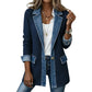 Seasonal Style🛍️Women’s Elegant Denim Spliced Ribbed Knit Coat