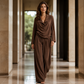 Women's Casual Cowl Neck Top and Wide-Leg Pants Set