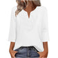 ☀️👚Top Pick - Lace-Trim V-Neck Blouse – Breathable Fabric & Flattering Drape for Work or Weekend 🌿