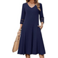 ☀️👗Top Pick - V-Neck Midi Dress – Relaxed Fit & Soft Drape for Any Occasion