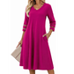 ☀️👗Top Pick - V-Neck Midi Dress – Relaxed Fit & Soft Drape for Any Occasion