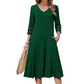 ☀️👗Top Pick - V-Neck Midi Dress – Relaxed Fit & Soft Drape for Any Occasion