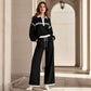 Trending Now👚👖 Striped Patchwork Hoodie & Wide-Leg Pants Set – Relaxed 2-Piece for Effortless Street Style