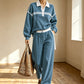 Trending Now👚👖 Striped Patchwork Hoodie & Wide-Leg Pants Set – Relaxed 2-Piece for Effortless Street Style