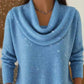 👚New Arrivals - Sequin Cowl Neck Pullover – Soft Ribbed Cuffs & Elegant Drape for Any Occasion 🌿