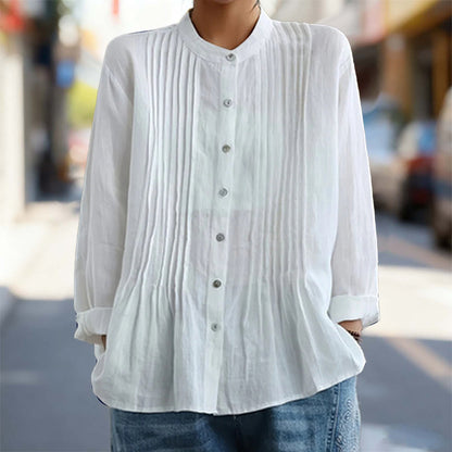 Current Trend👚 Classic collared shirt with elegant pleats