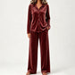 BestSeller🔥 Luxurious velvet set with a button-down shirt and wide-leg pants—soft elegance for casual days