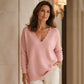 Trending Now⭐👚 Scalloped V-Neck Knit Sweater – Feminine Detail & Soft Texture for Effortless Cool-Weather Style
