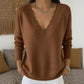 Trending Now⭐👚 Scalloped V-Neck Knit Sweater – Feminine Detail & Soft Texture for Effortless Cool-Weather Style