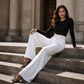 ✨🛍️Fresh Drop - High-Waisted Flowy Pants with Cutout Detail – Premium Texture & Versatile Style from Day to Night