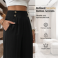 Must-Have🔥👖 Tailored High-Waist Trousers with 4 Metallic Buttons – Sculpted Waist & Wrinkle-Resistant Comfort for Work or Weekend
