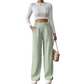 Must-Have🔥👖 Tailored High-Waist Trousers with 4 Metallic Buttons – Sculpted Waist & Wrinkle-Resistant Comfort for Work or Weekend