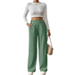 Must-Have🔥👖 Tailored High-Waist Trousers with 4 Metallic Buttons – Sculpted Waist & Wrinkle-Resistant Comfort for Work or Weekend