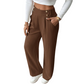 Must-Have🔥👖 Tailored High-Waist Trousers with 4 Metallic Buttons – Sculpted Waist & Wrinkle-Resistant Comfort for Work or Weekend