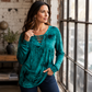 ☀️👚New Arrivals - V-Neck Tie-Dye Top with Lace-Up Detail – Soft Drape & Versatile Style for Any Casual Day