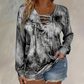 ☀️👚New Arrivals - V-Neck Tie-Dye Top with Lace-Up Detail – Soft Drape & Versatile Style for Any Casual Day