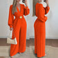 ☀️New Arrivals - V-Neck Belted Jumpsuit with Flowing Wide-Leg