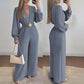 ☀️New Arrivals - V-Neck Belted Jumpsuit with Flowing Wide-Leg
