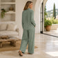 Trending Now👚👖 Long-Sleeve Top & Wide-Leg Pants Set – Soft Drape & Effortless Style for Any Occasion