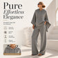 Women's Loose Hooded Cape Top & Wide-Leg Pants Set
