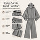 Women's Loose Hooded Cape Top & Wide-Leg Pants Set