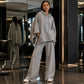 Women's Loose Hooded Cape Top & Wide-Leg Pants Set