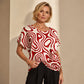 👚New Arrivals - Cooling Fabric V-Neck Top with Artistic Print – Wrinkle-Resistant & Soft Touch for All-Day Wear