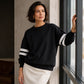 Women's Oversized Crewneck Striped Pullover