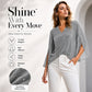 ✨👚New Arrivals - Sparkly Flare Sleeve Top – Shimmering Fabric & Chic Split Cuff for Glamorous Vibes