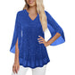 ✨👚New Arrivals - Sparkly Flare Sleeve Top – Shimmering Fabric & Chic Split Cuff for Glamorous Vibes