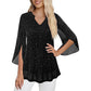 ✨👚New Arrivals - Sparkly Flare Sleeve Top – Shimmering Fabric & Chic Split Cuff for Glamorous Vibes