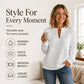 Women's Textured V-Neck Long Sleeve Top