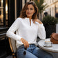 Women's Textured V-Neck Long Sleeve Top