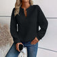 Women's Textured V-Neck Long Sleeve Top