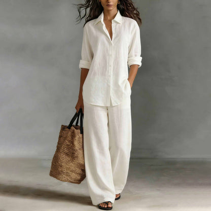 Bestseller👚 Casual Shirt & Wide-Leg Pants Set – Effortless Coordination & All-Day Comfort for Every Look